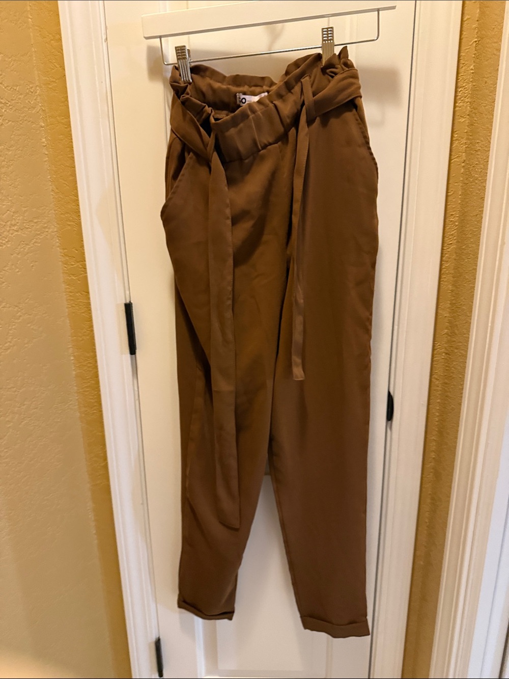 SO Brown Paperbag Waist Tie Pants